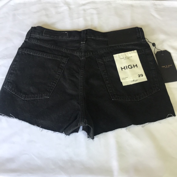 Rag & Bone Maya High Rise Shorts in Black Denim Size 29 NWT - Picture 3 of 9
